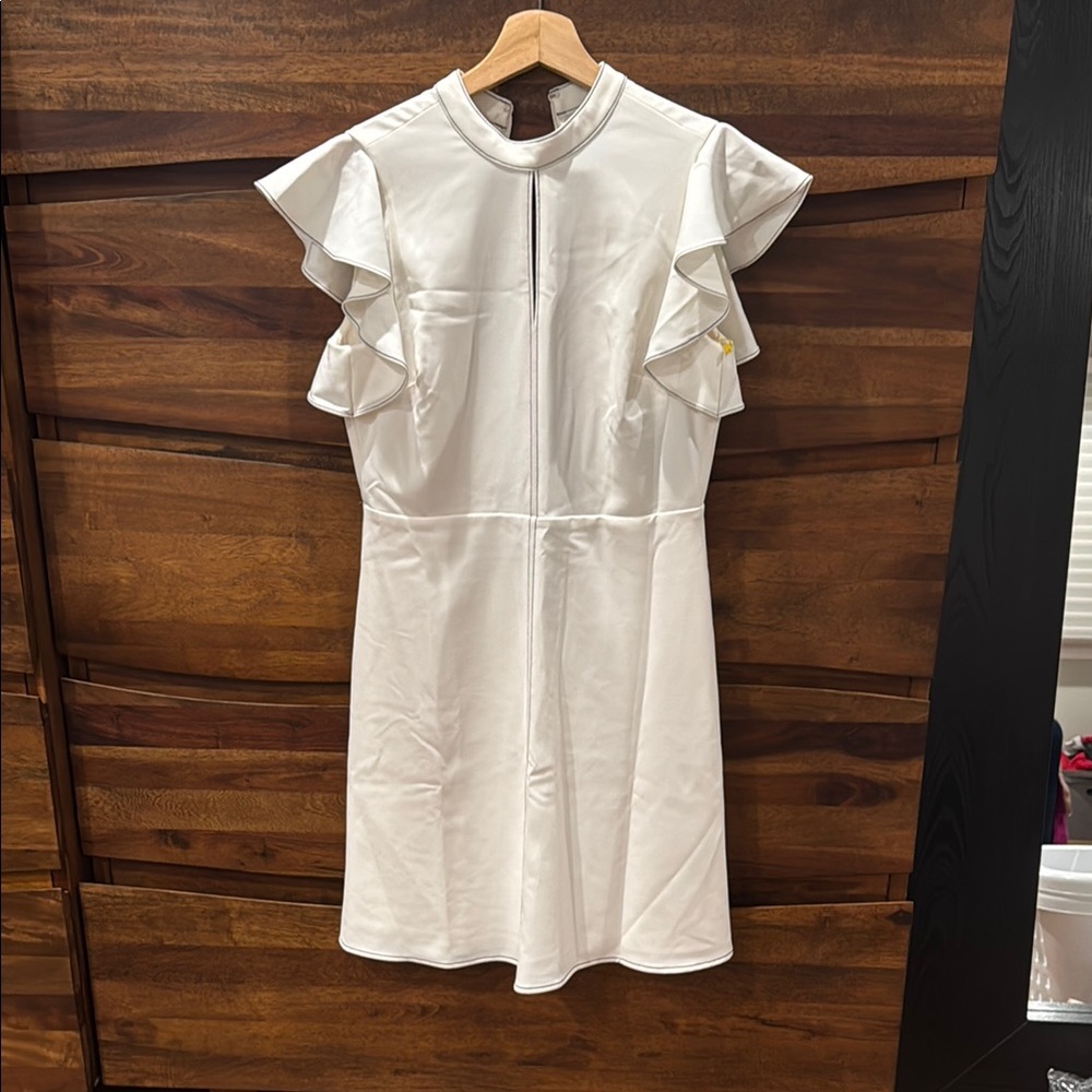 Elegant White Ruffle Sleeve Dress by CeCe